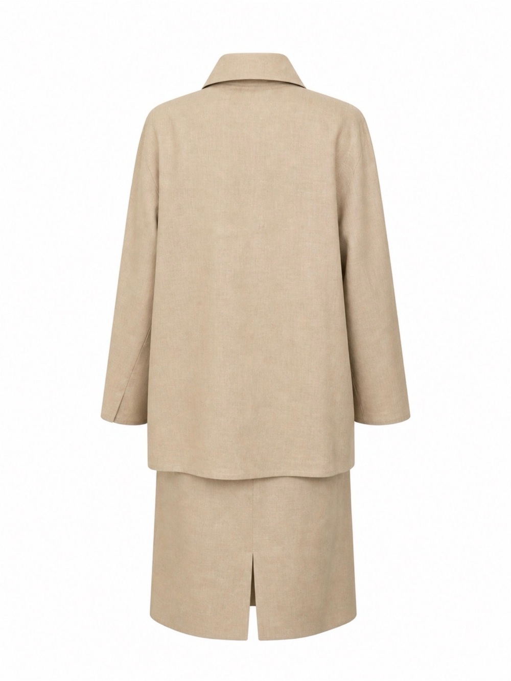 Cathy Hardwick 100% Linen Beige Skirt Suit Set Jacket & Skirt Size 8 Classic - Picture 3 of 5